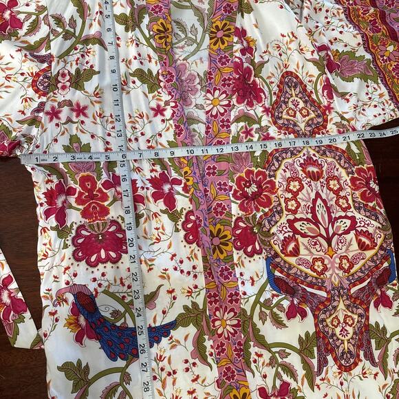Wildflower Womens Boho Tie Front Kimono One Size Indie Hippie Floral Bird Print - Picture 8 of 9